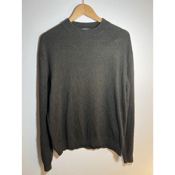 Perry Ellis Silk Wool Mock Neck Sweater Shirt Pullover Top Green Mens Large - Picture 1 of 13